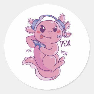 Sticker Rond Défi de jeu Axolotl Blast