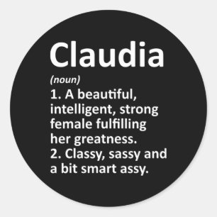 Sticker Rond Définition Claudia Nom Personnalisé Drôle Noël