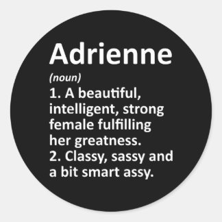 Sticker Rond Définition d'Adrienne Nom Personnalisé Drôle