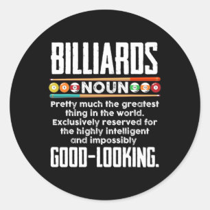 Sticker Rond Définition de billard - Billard amusant Billard 8 