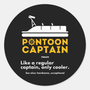 Sticker Rond Définition de capitaine de ponton - Pontooning de