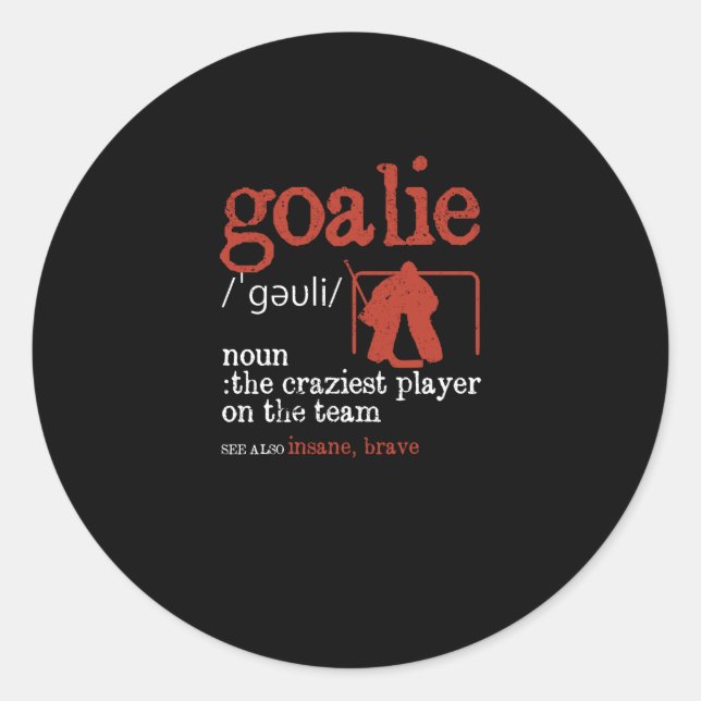 Sticker Rond Définition de gardien de but hockey sur glace amus (Devant)