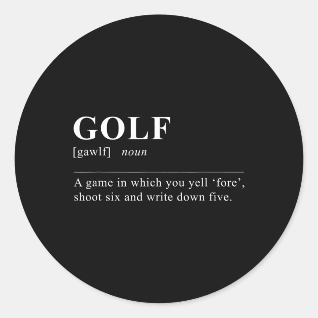 Sticker Rond Définition de golf amusante (Devant)