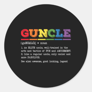 Sticker Rond Définition de l'oncle Fière Gay Oncle Lgbtq Pride 