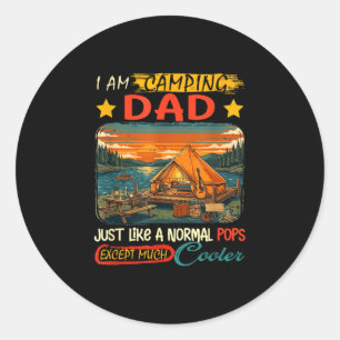 Sticker Rond Définition de papa camping beaucoup plus cool fête