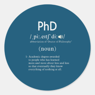 Sticker Rond définition de phd drôle