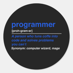 Sticker Rond Définition de programmeur