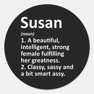 Sticker Rond Définition de Susan Nom Personnalisé Noël Drôle