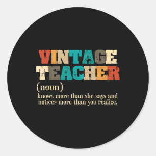 Sticker Rond Définition d'enseignant vintage Enseignement Retou
