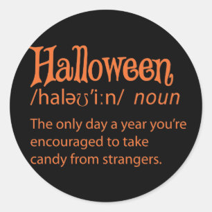 Sticker Rond Définition du dictionnaire Halloween Funny