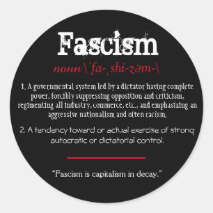 Sticker Rond Définition du fascisme Énoncé politique Rouge