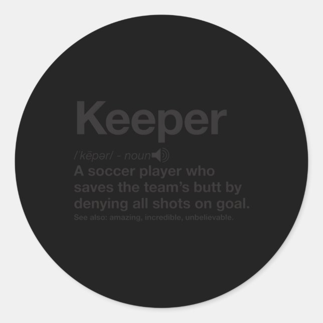 Sticker Rond Définition du gardien de but de football (Devant)