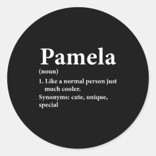Sticker Rond Définition du nom Pamela Drôle D 