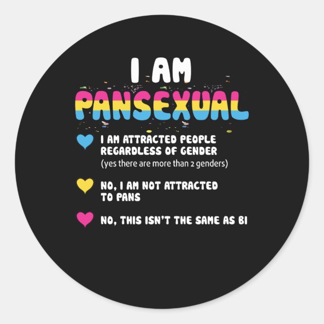 Sticker Rond Définition pansexuelle - Funny Gay Pride LGBT (Devant)