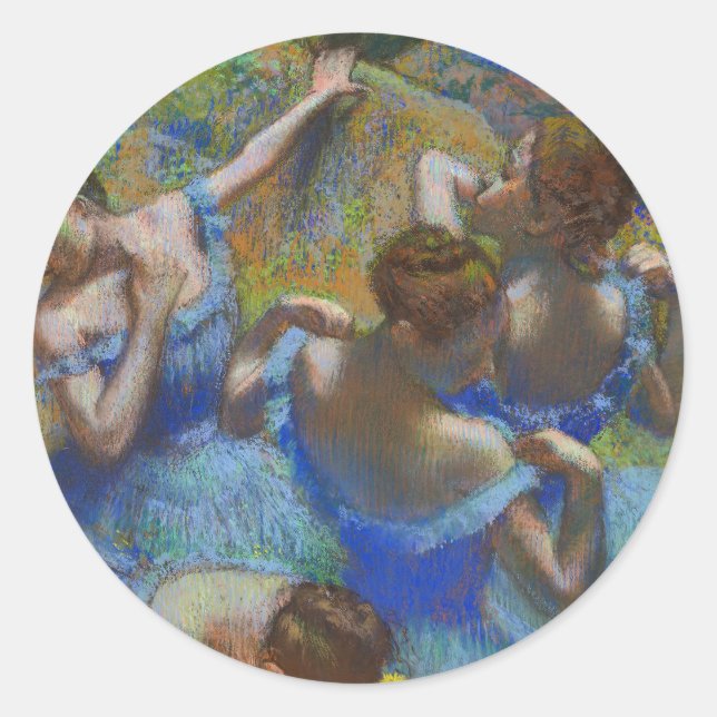 Sticker Rond Degas Blue Dancers Pastel Fine Art Masterpiece (Devant)