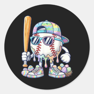 Sticker Rond Dégoulinade de baseball pour garçons Crème glacée