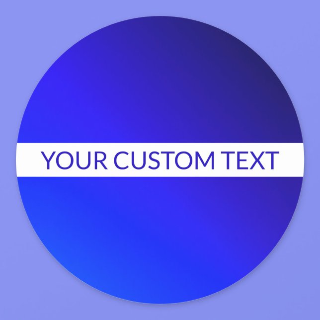 Sticker Rond Dégradé bleu et texte modifiable sur bande blanche (Créateur téléchargé)