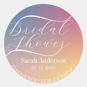 Sticker Rond Dégradé Violet Chic Moderne Écriture Mariage