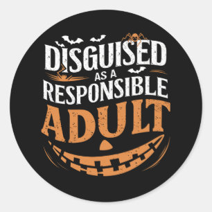 Sticker Rond Déguisé en adulte responsable Halloween