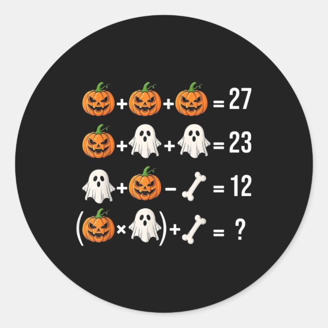 Sticker Rond Déguisement de professeur de mathématiques fantôme (Devant)