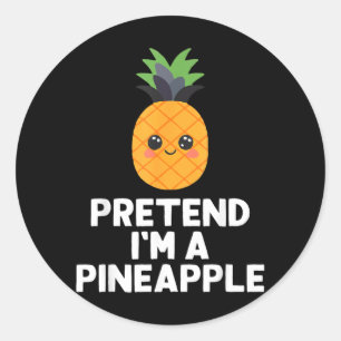 Sticker Rond Déguisement Facile de Ananas pour Halloween Drôle
