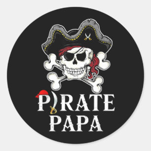 Sticker Rond Déguisement Papa Pirate Jolly Roger Os Croisés Drô