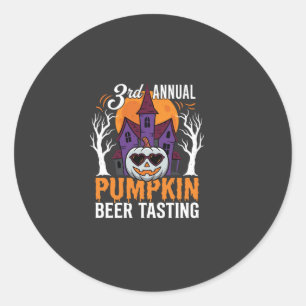 Sticker Rond Dégustation de bière à la citrouille d'Halloween M