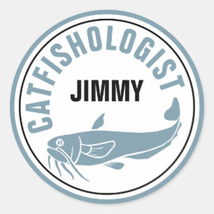 Sticker Rond Dégustation de poisson humoristique Pêche frite Re