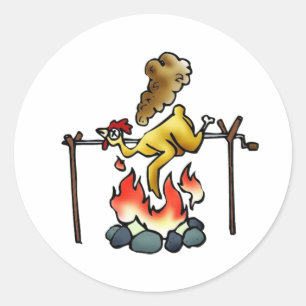 Sticker Rond Dégustation de poulet à la broche
