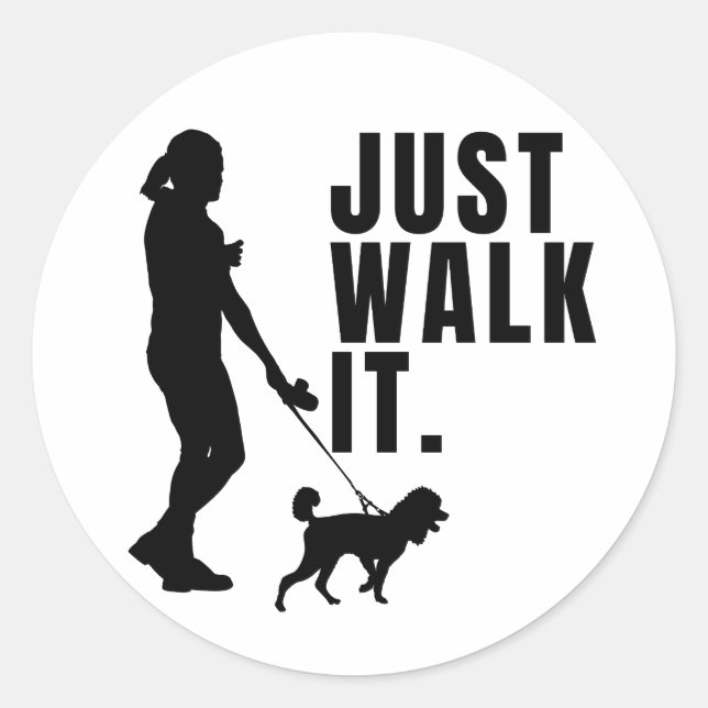Sticker Rond Dehors Chien Marcher Femme Marcher Chien En Poitri (Devant)