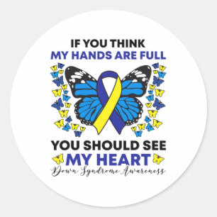 Sticker Rond Dehors Syndrome Sensibilisation Ruban Papillon mam