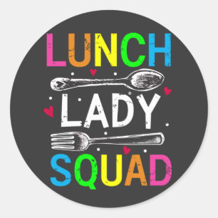 Sticker Rond Déjeuner d'école Lady Squad Cafétéria Ouvriers
