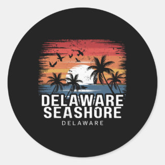 Sticker Rond Delaware Seashore Delaware Surfing Surfer 
