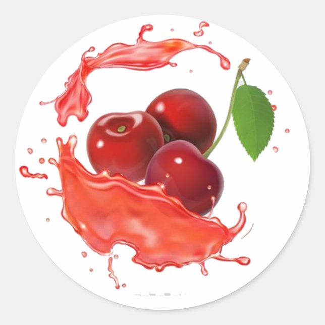 Sticker Rond Délicieux cerises juteuses. Fruit T Chemise. (Devant)