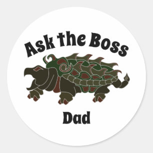 Sticker Rond Demandez à la tortue Snapping du père patron