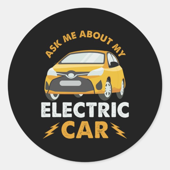 Sticker Rond Demandez-moi à propos de Electric Car Charge Cadea (Devant)