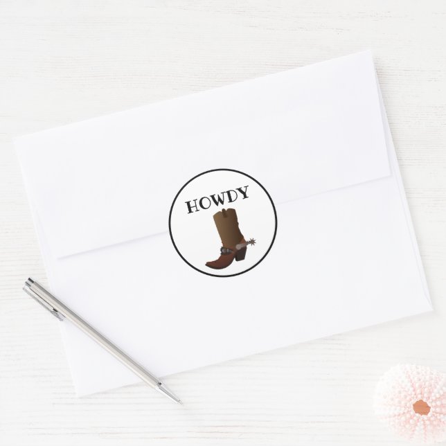 Sticker Rond Démarrage de Howdy Custom Western Cowboy (Enveloppe)