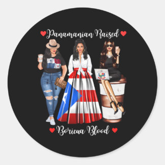 Sticker Rond Demi-Boricua Demi-Panaian Fort À Boricua Panama