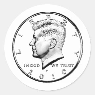 STICKER ROND DEMI-DOLLAR DE KENNED