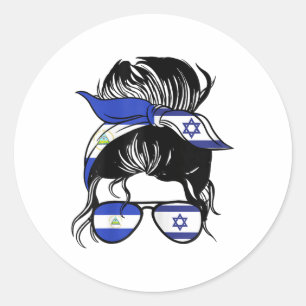 Sticker Rond Demi Nicaragua moitié Israël Mélange Nicaragua et