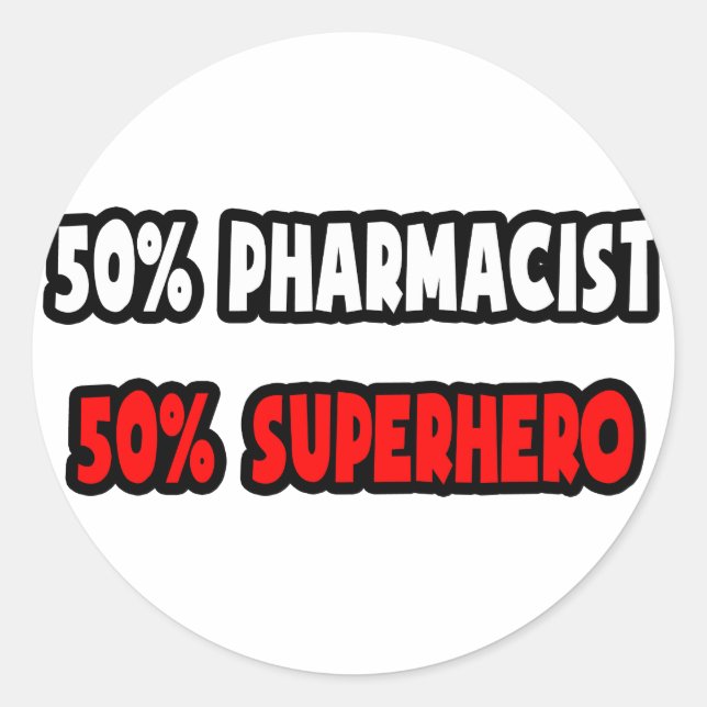 Sticker Rond Demi-pharmacien ... Half Superhero (Devant)