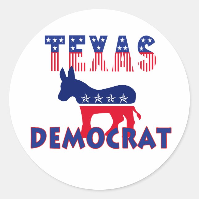 Sticker Rond Démocrate du Texas (Devant)