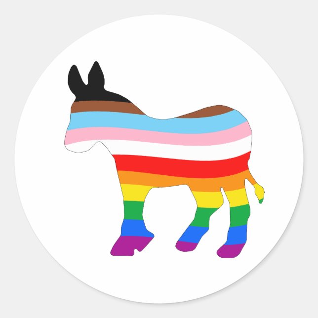 Sticker Rond Démocrate LGBTQ (Devant)