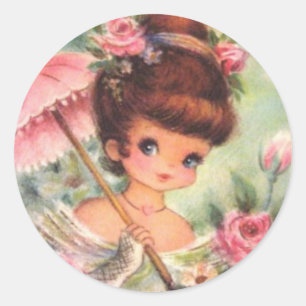 Sticker Rond Demoiselle de honneur vintage d'anniversaire