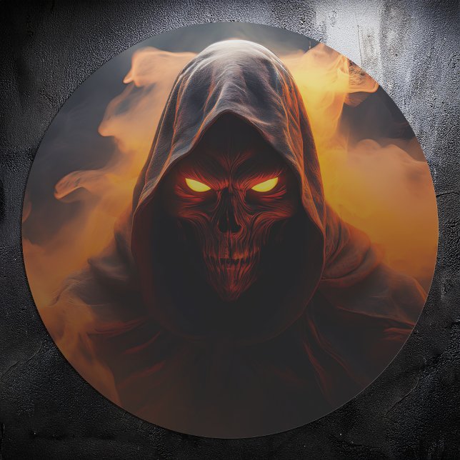 Sticker Rond Démon foncé avec halloween de fumée orange (Créateur téléchargé)