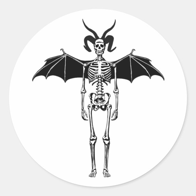 Sticker Rond Demon Skeleton Angel goth Original sombre Horreur  (Devant)