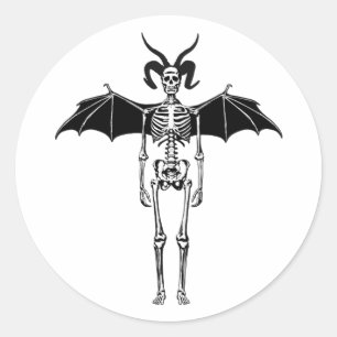 Sticker Rond Demon Skeleton Angel goth Original sombre Horreur 