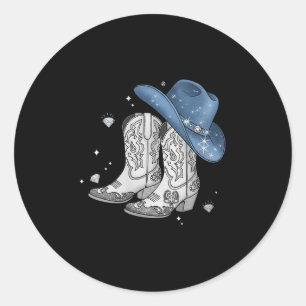Sticker Rond Dénim &amp; Diamants Black Tee Western Cowg