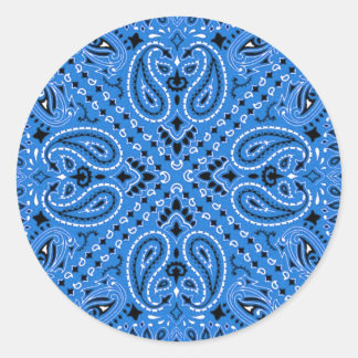 Sticker Rond Denim Blue Paisley Western Bandana Scarf
