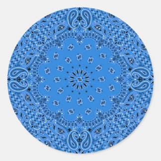 Sticker Rond Denim Blue Paisley Western Bandana Scarf